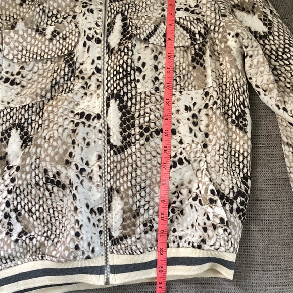Laila & Savannah Silk Snake Python Print Bomber Jacket M - Picture 8 of 9